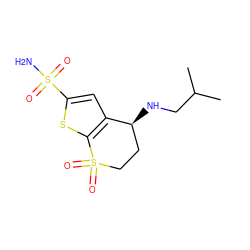 CC(C)CN[C@H]1CCS(=O)(=O)c2sc(S(N)(=O)=O)cc21 ZINC000001536771