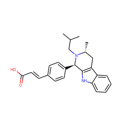 CC(C)CN1[C@H](C)Cc2c([nH]c3ccccc23)[C@H]1c1ccc(/C=C/C(=O)O)cc1 ZINC000473135220