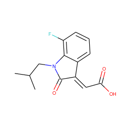 CC(C)CN1C(=O)/C(=C/C(=O)O)c2cccc(F)c21 ZINC000049111606