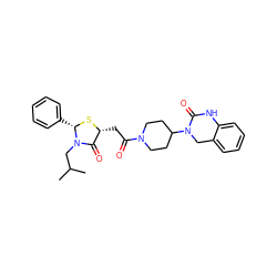 CC(C)CN1C(=O)[C@@H](CC(=O)N2CCC(N3Cc4ccccc4NC3=O)CC2)S[C@H]1c1ccccc1 ZINC000103267595