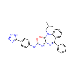 CC(C)CN1C(=O)[C@@H](NC(=O)Nc2ccc(-c3nnn[nH]3)cc2)N=C(c2ccccc2)c2ccccc21 ZINC000027852675