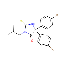 CC(C)CN1C(=O)C(c2ccc(Br)cc2)(c2ccc(Br)cc2)NC1=S ZINC000013642244