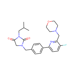 CC(C)CN1C(=O)CN(Cc2ccc(-c3ccc(F)c(CN4CCOCC4)n3)cc2)C1=O ZINC000072123568