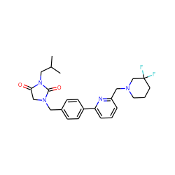 CC(C)CN1C(=O)CN(Cc2ccc(-c3cccc(CN4CCCC(F)(F)C4)n3)cc2)C1=O ZINC000072124709