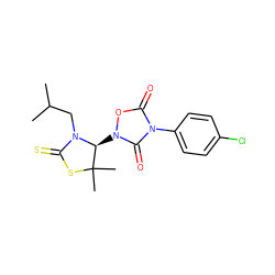 CC(C)CN1C(=S)SC(C)(C)[C@@H]1n1oc(=O)n(-c2ccc(Cl)cc2)c1=O ZINC000001231970