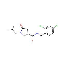 CC(C)CN1C[C@@H](C(=O)NCc2ccc(Cl)cc2Cl)CC1=O ZINC000029963615