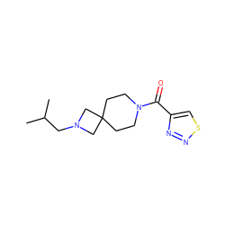 CC(C)CN1CC2(CCN(C(=O)c3csnn3)CC2)C1 ZINC000003956250