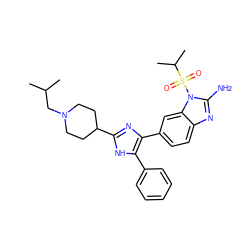 CC(C)CN1CCC(c2nc(-c3ccc4nc(N)n(S(=O)(=O)C(C)C)c4c3)c(-c3ccccc3)[nH]2)CC1 ZINC000013641303