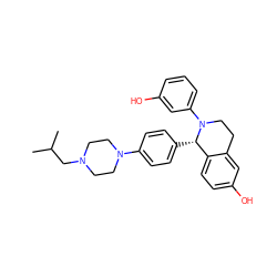 CC(C)CN1CCN(c2ccc([C@H]3c4ccc(O)cc4CCN3c3cccc(O)c3)cc2)CC1 ZINC000013607746