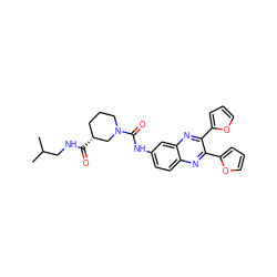 CC(C)CNC(=O)[C@@H]1CCCN(C(=O)Nc2ccc3nc(-c4ccco4)c(-c4ccco4)nc3c2)C1 ZINC000028703015