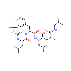 CC(C)CNC(=O)[C@H](C)C[C@H](O)[C@H](CC(C)C)NC(=O)[C@H](Cc1ccccc1)NC(=O)[C@H](CC(C)C)NC(=O)OC(C)(C)C ZINC000049803063