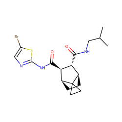 CC(C)CNC(=O)[C@H]1[C@H](C(=O)Nc2ncc(Br)s2)[C@@H]2CC[C@H]1C21CC1 ZINC000168545685