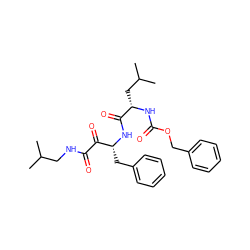 CC(C)CNC(=O)C(=O)[C@@H](Cc1ccccc1)NC(=O)[C@H](CC(C)C)NC(=O)OCc1ccccc1 ZINC000013833770