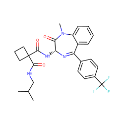 CC(C)CNC(=O)C1(C(=O)N[C@H]2N=C(c3ccc(C(F)(F)F)cc3)c3ccccc3N(C)C2=O)CCC1 ZINC000028822912