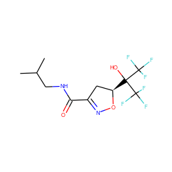 CC(C)CNC(=O)C1=NO[C@H](C(O)(C(F)(F)F)C(F)(F)F)C1 ZINC000035906261