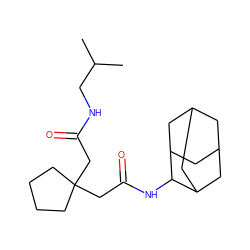 CC(C)CNC(=O)CC1(CC(=O)NC2C3CC4CC(C3)CC2C4)CCCC1 ZINC000043010917