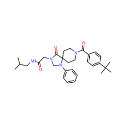 CC(C)CNC(=O)CN1CN(c2ccccc2)C2(CCN(C(=O)c3ccc(C(C)(C)C)cc3)CC2)C1=O ZINC000016612552