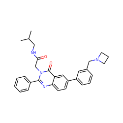 CC(C)CNC(=O)Cn1c(-c2ccccc2)nc2ccc(-c3cccc(CN4CCC4)c3)cc2c1=O ZINC000071340953