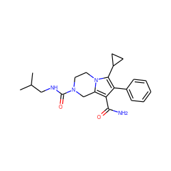 CC(C)CNC(=O)N1CCn2c(c(C(N)=O)c(-c3ccccc3)c2C2CC2)C1 ZINC001772620893