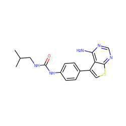 CC(C)CNC(=O)Nc1ccc(-c2csc3ncnc(N)c23)cc1 ZINC000013673614