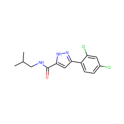 CC(C)CNC(=O)c1cc(-c2ccc(Cl)cc2Cl)n[nH]1 ZINC000040862398