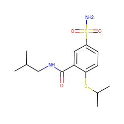 CC(C)CNC(=O)c1cc(S(N)(=O)=O)ccc1SC(C)C ZINC000049784884