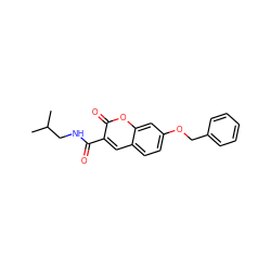 CC(C)CNC(=O)c1cc2ccc(OCc3ccccc3)cc2oc1=O ZINC000040975840