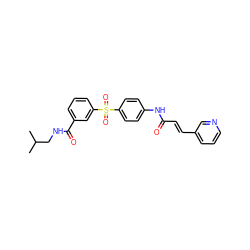 CC(C)CNC(=O)c1cccc(S(=O)(=O)c2ccc(NC(=O)/C=C/c3cccnc3)cc2)c1 ZINC000142265691