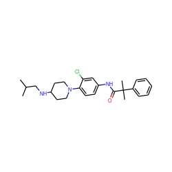 CC(C)CNC1CCN(c2ccc(NC(=O)C(C)(C)c3ccccc3)cc2Cl)CC1 ZINC000064572975