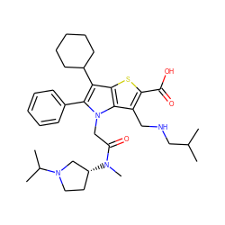 CC(C)CNCc1c(C(=O)O)sc2c(C3CCCCC3)c(-c3ccccc3)n(CC(=O)N(C)[C@@H]3CCN(C(C)C)C3)c12 ZINC000299856653