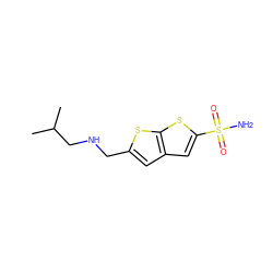 CC(C)CNCc1cc2cc(S(N)(=O)=O)sc2s1 ZINC000001482623