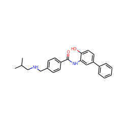 CC(C)CNCc1ccc(C(=O)Nc2cc(-c3ccccc3)ccc2O)cc1 ZINC000040900836