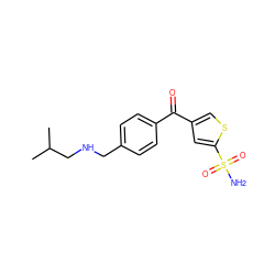 CC(C)CNCc1ccc(C(=O)c2csc(S(N)(=O)=O)c2)cc1 ZINC000013727845