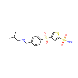 CC(C)CNCc1ccc(S(=O)(=O)c2csc(S(N)(=O)=O)c2)cc1 ZINC000013727888