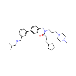 CC(C)CNCc1cccc(-c2ccc(CN(CCCN3CCN(C)CC3)C(=O)CCC3CCCC3)cc2)c1 ZINC000045203019