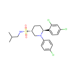 CC(C)CNS(=O)(=O)[C@@H]1CC[C@@H](c2ccc(Cl)cc2Cl)N(c2ccc(Cl)cc2)C1 ZINC000045368915