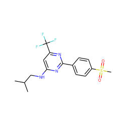 CC(C)CNc1cc(C(F)(F)F)nc(-c2ccc(S(C)(=O)=O)cc2)n1 ZINC000029131968