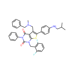 CC(C)CNc1ccc(-c2sc3c(c2CN(C)Cc2ccccc2)c(=O)n(-c2ccccc2)c(=O)n3Cc2c(F)cccc2F)cc1 ZINC000027190677