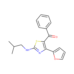 CC(C)CNc1nc(-c2ccco2)c(C(=O)c2ccccc2)s1 ZINC000040864395