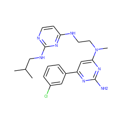 CC(C)CNc1nccc(NCCN(C)c2cc(-c3cccc(Cl)c3)nc(N)n2)n1 ZINC000096906134