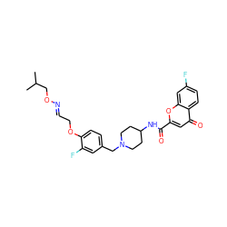 CC(C)CO/N=C/COc1ccc(CN2CCC(NC(=O)c3cc(=O)c4ccc(F)cc4o3)CC2)cc1F ZINC000028884157