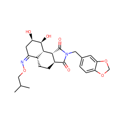 CC(C)CO/N=C1/C[C@@H](O)[C@@H](O)[C@H]2[C@@H]1CC[C@@H]1C(=O)N(Cc3ccc4c(c3)OCO4)C(=O)[C@H]12 ZINC000008035839