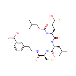 CC(C)COC(=O)N[C@@H](CCC(=O)O)C(=O)N[C@@H](CC(C)C)C(=O)N[C@@H](CS)C(=O)NCCc1cccc(C(=O)O)c1 ZINC000027092985