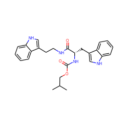 CC(C)COC(=O)N[C@@H](Cc1c[nH]c2ccccc12)C(=O)NCCc1c[nH]c2ccccc12 ZINC000029569159