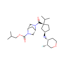 CC(C)COC(=O)N1C[C@@H]2C[C@H]1CN2C(=O)[C@@]1(C(C)C)CC[C@@H](N[C@@H]2CCOC[C@@H]2F)C1 ZINC000066098438