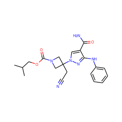 CC(C)COC(=O)N1CC(CC#N)(n2cc(C(N)=O)c(Nc3ccccc3)n2)C1 ZINC000222101750