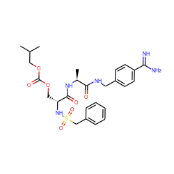 CC(C)COC(=O)OC[C@@H](NS(=O)(=O)Cc1ccccc1)C(=O)N[C@@H](C)C(=O)NCc1ccc(C(=N)N)cc1 ZINC000027724362