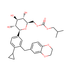 CC(C)COC(=O)OC[C@H]1O[C@@H](c2ccc(C3CC3)c(Cc3ccc4c(c3)OCCO4)c2)[C@H](O)[C@@H](O)[C@@H]1O ZINC000148924988