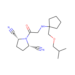 CC(C)COCC1(NCC(=O)N2[C@H](C#N)CC[C@@H]2C#N)CCCC1 ZINC000013687463