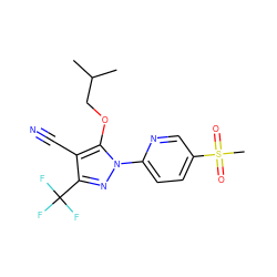 CC(C)COc1c(C#N)c(C(F)(F)F)nn1-c1ccc(S(C)(=O)=O)cn1 ZINC000028569560